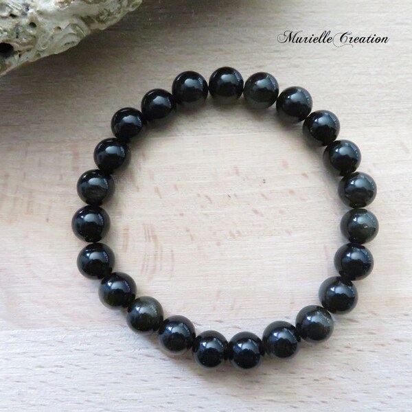 Obsidienne | Bracelet en pierres naturelles Obsidienne dorée