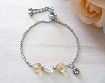 November citrine bracelet, natural baroque citrine stones, November birthstone bracelet