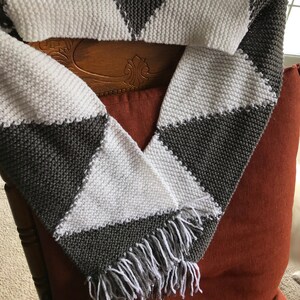 Hand Knitted Gift,Cable Knit Scarf, Extra long scarf,White and gray scarf,  Acrylic scarf for men and women, Many Colors Available