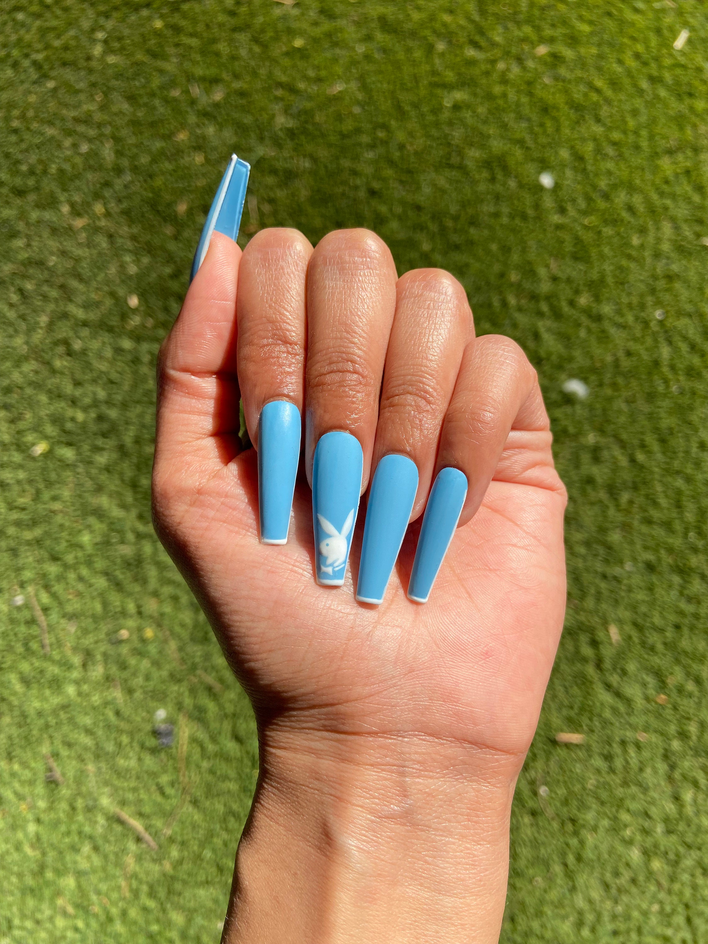 Playboy Bunny Press on Nails Blue Press on Nails - Etsy