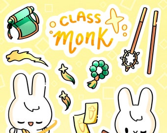 Bunny Monk RPG / DnD | Choose your Class | Sticker Sheets
