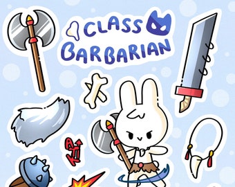 Bunny Barbarian RPG / DnD | Choose your Class | Sticker Sheets