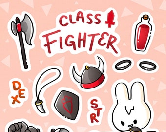 Bunny Fighter RPG / DnD | Choose your Class | Sticker Sheets