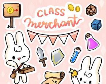 Bunny Merchant RPG / DnD | Choose your Class | Sticker Sheets