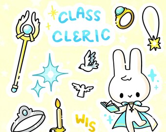 Bunny Cleric RPG / DnD | Choose your Class | Sticker Sheets