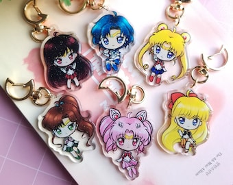 Sailor Moon figurine Keychains Sailor SATURN Sailor MARS keyring 2pcs Sailor Moon figurine Keychains Sailor SATURN Sailor MARS keyring 2pcs