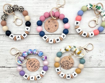 MAMA Personalized Silicone Beaded Keychain Wristlet// Mother's Day Gift// Teacher Gift// Birthday Gift// Bridesmaid Gift