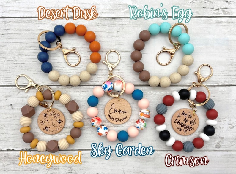 Personalized Silicone Beaded Keychain Wristlet// Mother's Day Gift// Teacher Gift// Birthday Gift// Bridesmaid Gift image 6