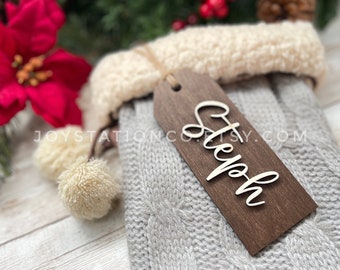 Personalized Wood Stocking Tag / Stocking Name Tag / Custom Christmas Name Tag / Handmade Gift Tag / Wood Gift Tag / Custom Stocking