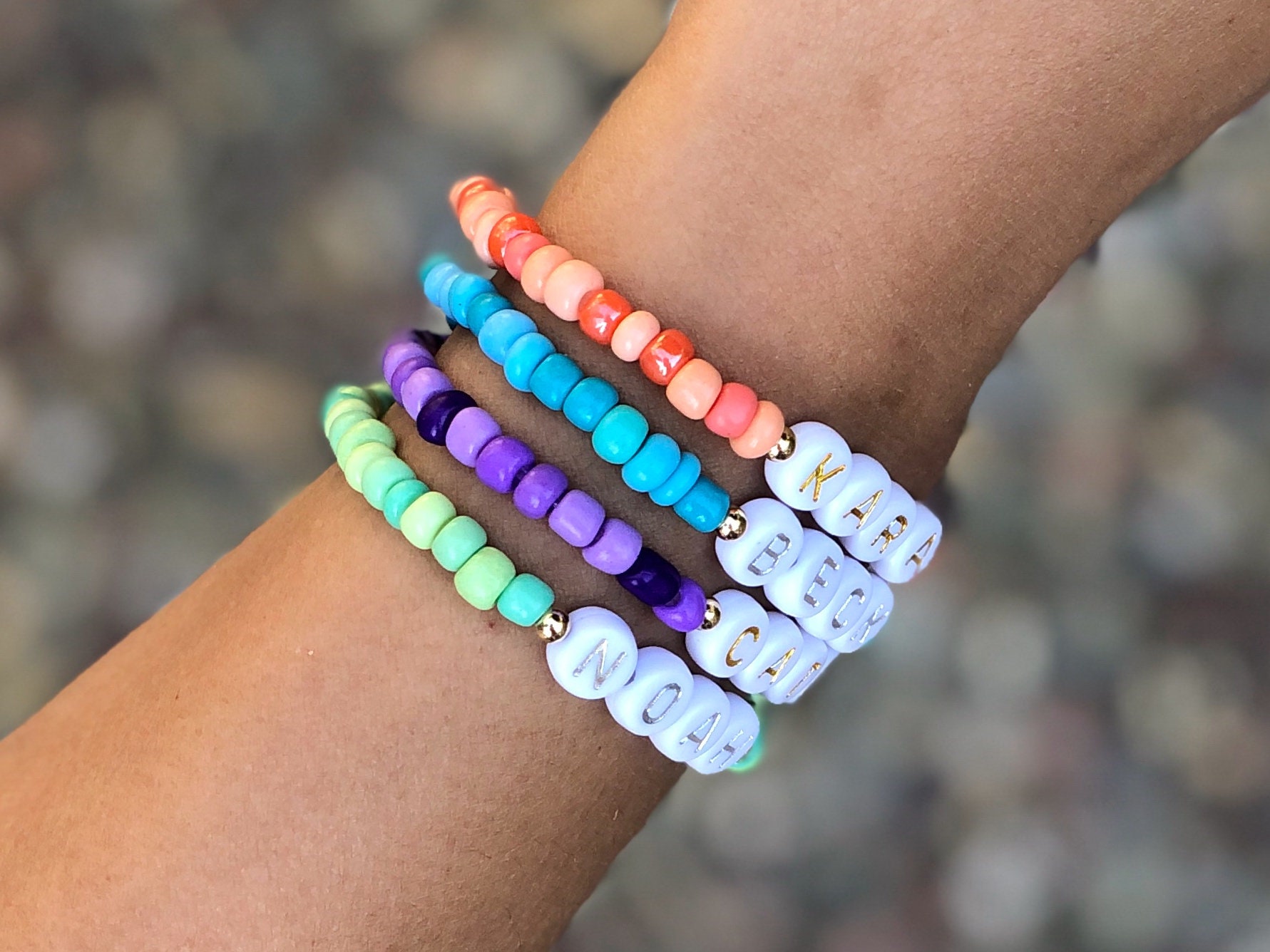 Personalized seed bead name bracelet / beaded name bracelets / Etsy