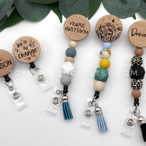 Personalized Badge Reel // Silicone Beaded ID Badge Holder // Office Badge Holder // Teacher Gift // Nurse Gift