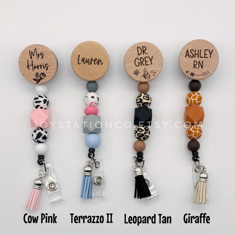 Personalized Badge Reel // Silicone Beaded ID Badge Holder // Etsy