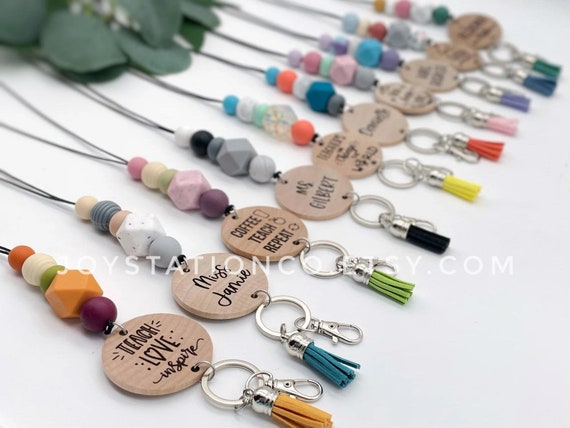 Rainbow 'Be Kind' Leopard Silicone Beaded Lanyard - ID Badge Holder For Teachers, Nurses, Office