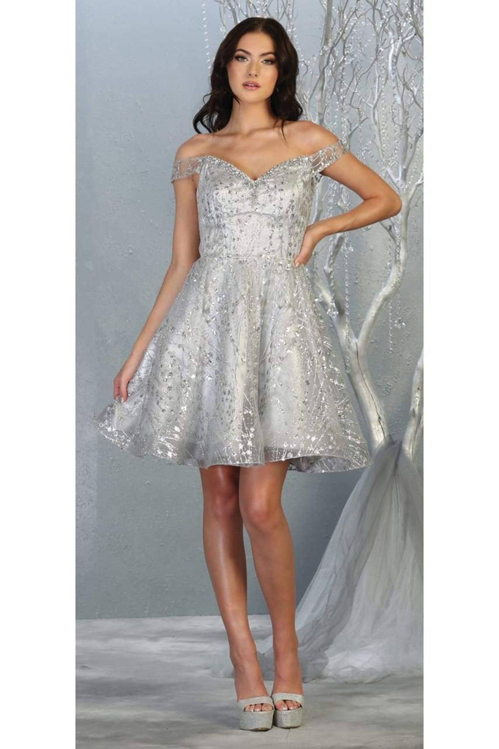 Off The Shoulder Glitter Cocktail Dress Etsy