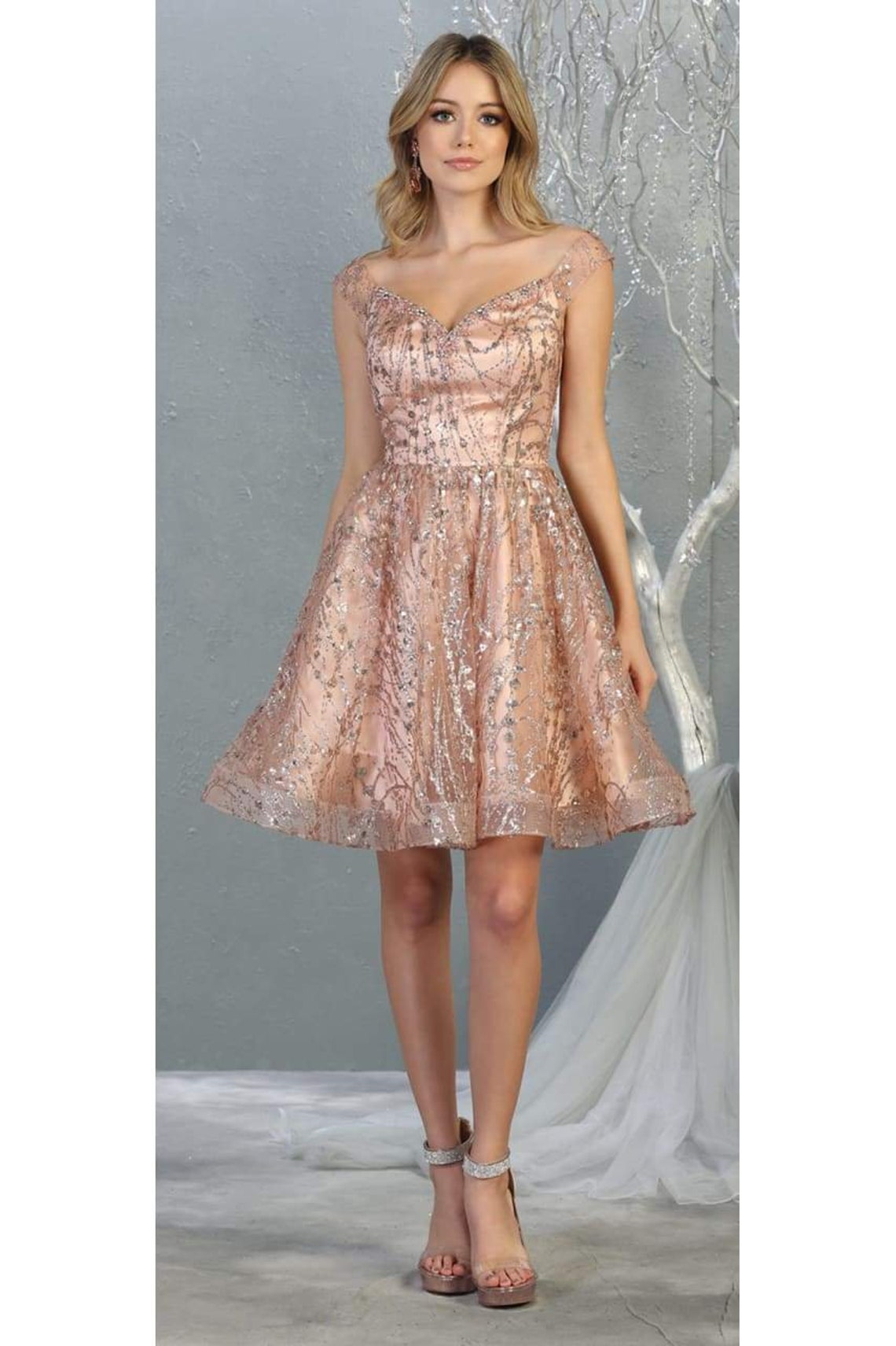 Off The Shoulder Glitter Cocktail Dress Etsy