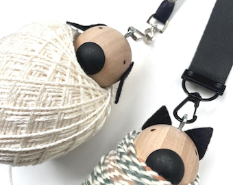 Yarn Pup Wristlet: Portable Knitting Yarn Holder - Cat or Dog
