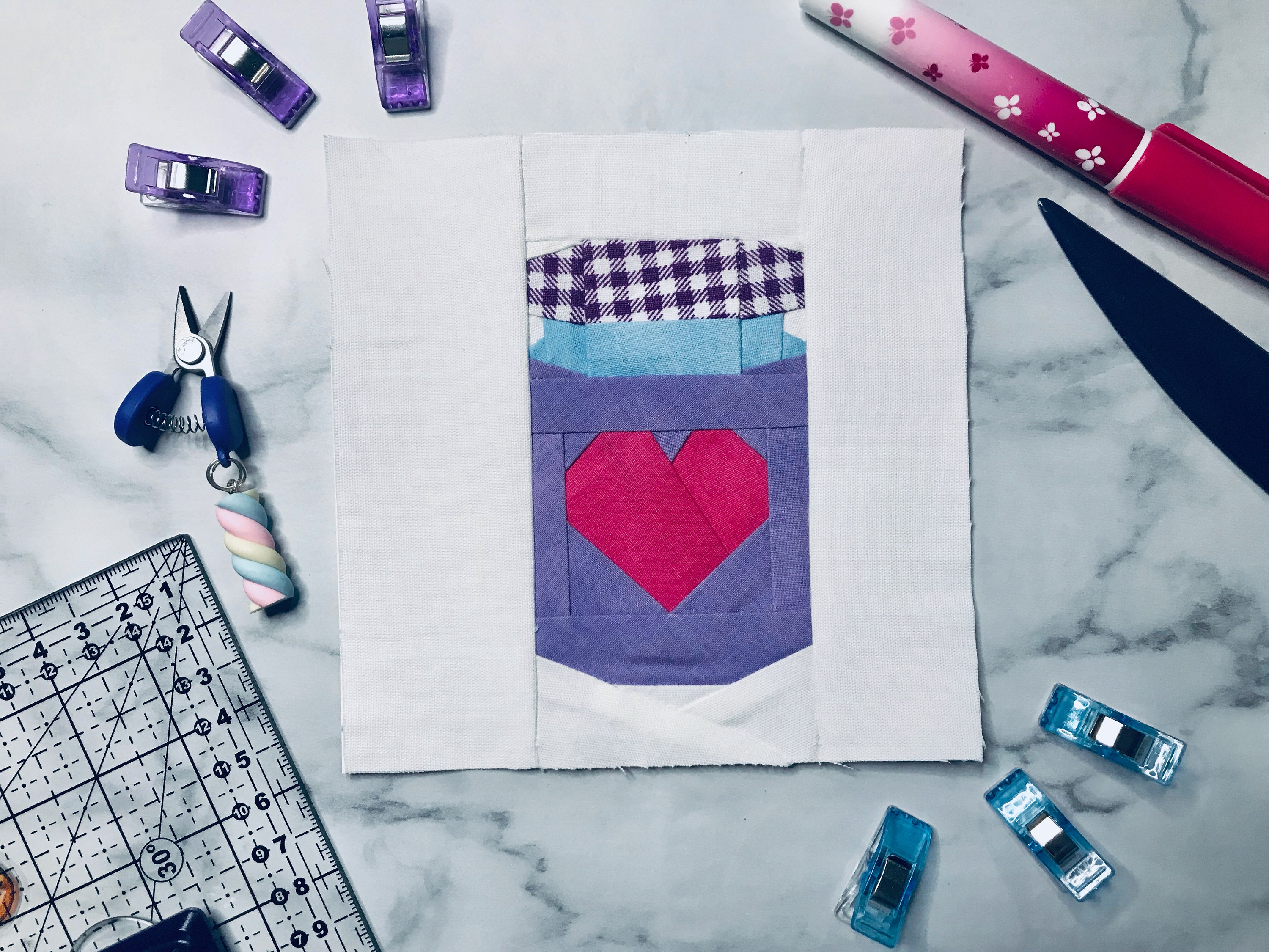 Jam Jar Foundation Paper Piecing Pattern Coater/mugrug/quiltblock ...