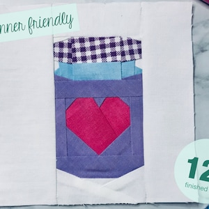 Jam Foundation Paper Piecing Pattern Quiltblock &#39;jamlove&#39; 12&quot;