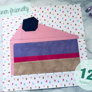 Cake Foundation Paper Piecing Pattern Quiltblock &#39;cakelove&#39; 12&quot;