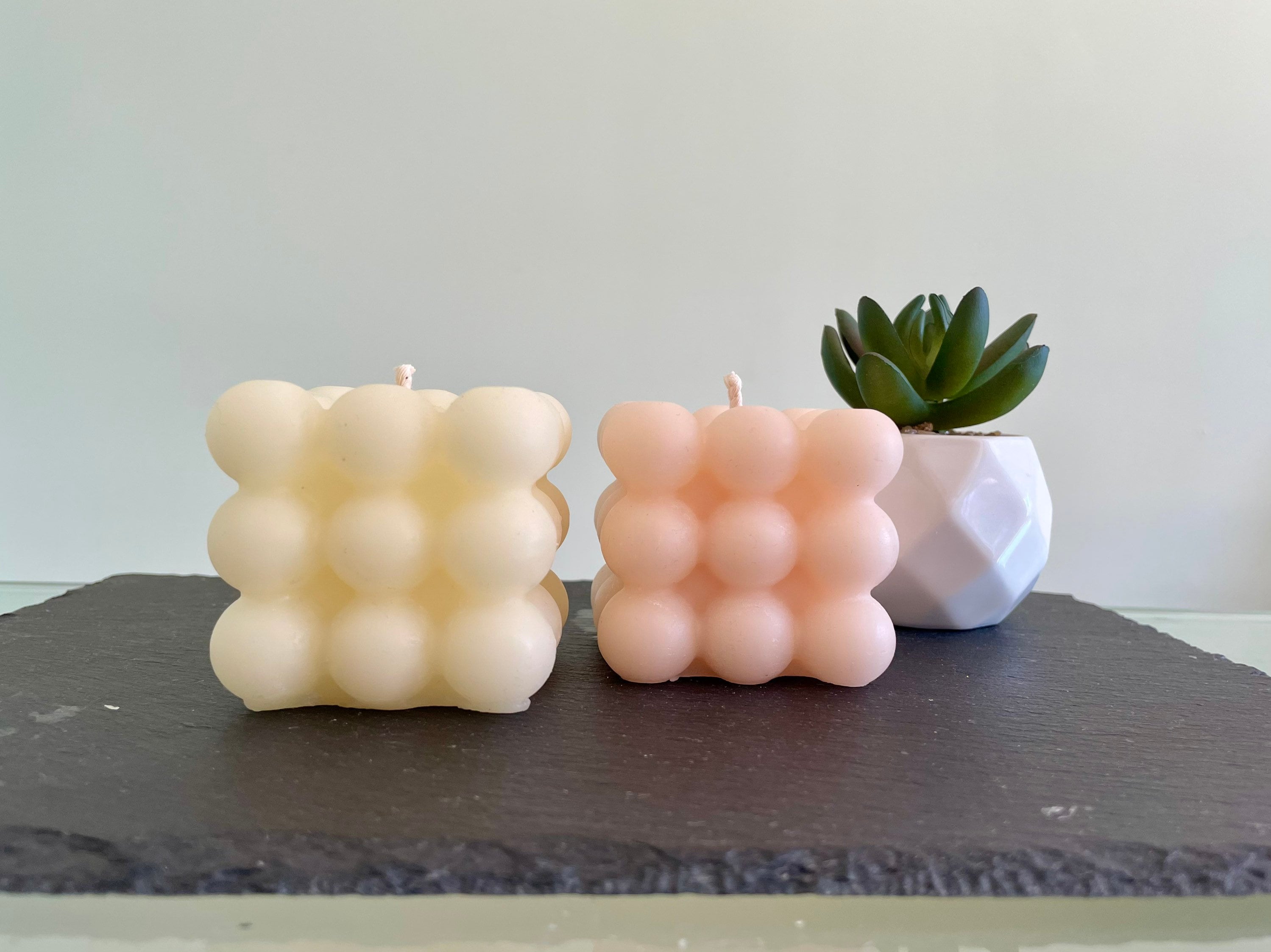 Bubble cube candle 100 beeswax unscented cotton wick Etsy