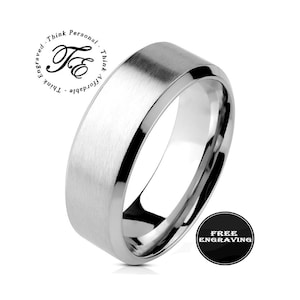 Custom Engraved Men&#39;s Silver Promise Ring or Wedding Ring - Handwriting Ring - Promise Ring For Him