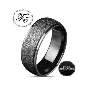 Personalized Engraved Men&#39;s Black Promise Ring - Handwriting Ring - Promise Ring For Guys