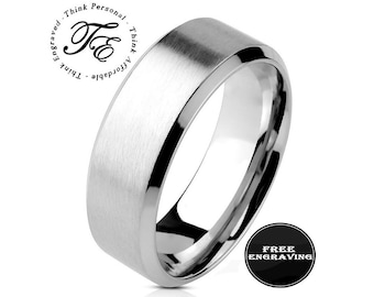 Custom Engraved Men's Silver Promise Ring or Wedding Ring - Handwriting Ring - Promise Ring For Him