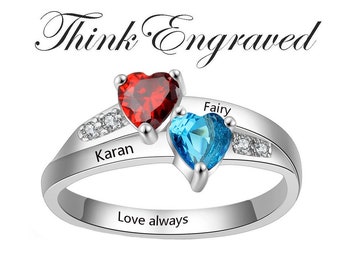 Personalized Mother’s Ring – Custom Name & Birthstone Heart Ring In Sterling Silver - View #9