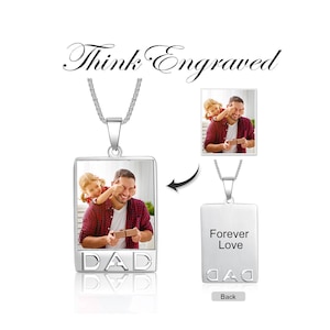 Personalized Photo Necklace For Dad With Engraving Father&#39;s Day Gift - Birthday Gift For Dad