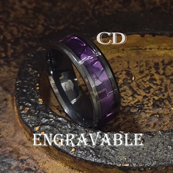 Men's Radiant Purple Charoite Wedding Ring Band - Purple Charoite Wedding Ring For Him