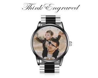 Personalized Men's Custom Photo Watch With Engraving Father's Day Boyfriend