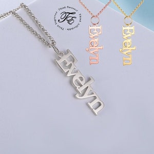 Custom Dangle Name Necklace - Gold Rose Gold or Silver Name Necklace - Girlfriend or Boyfriend Necklace