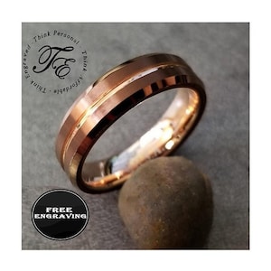 Men&#39;s Brass Tungsten Ring - Copper Tungsten Ring - Brown Tungsten Ring
