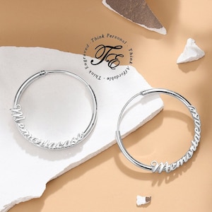 Personalized Cursive Script Name Hoop Earrings - Gold, Silver, Rose Gold