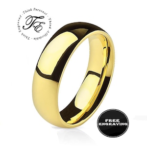 Men&#39;s Custom Engraved Gold Promise Ring Or Wedding Ring Band - Handwriting Ring