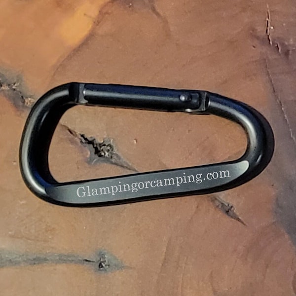 Engraved Black Carabiner Keychain Ring - Hiking and Camping Carabiner