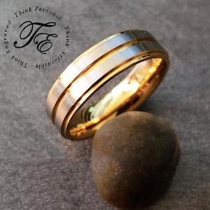 Men&#39;s Gold and Silver Two Tone Wedding Ring band or Promise Ring