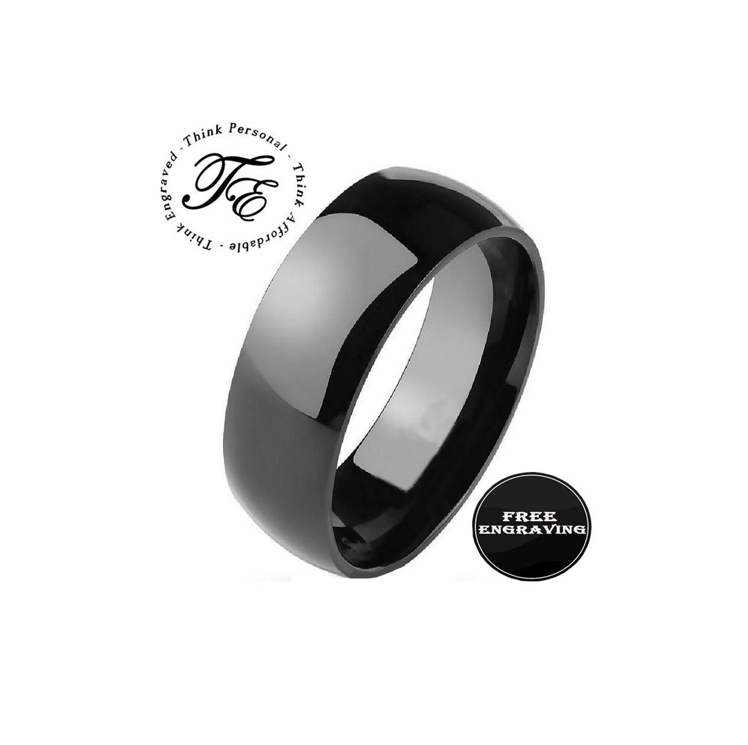 Custom Engraved Men's Black Promise Ring 6MM Handwriting Etsy