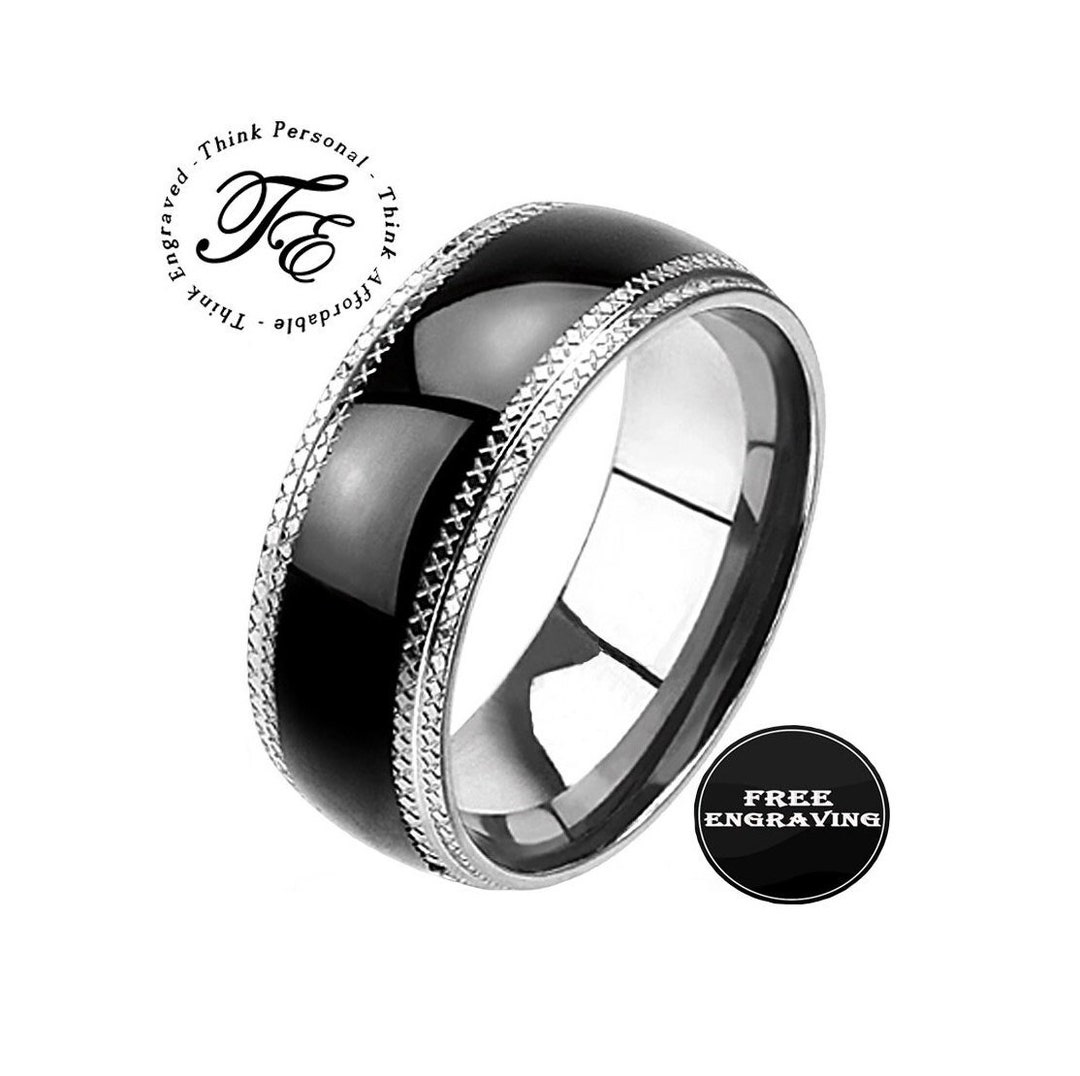 Men's Personalized Engraved Wedding Ring Band - Guys Engraved Wedding ...