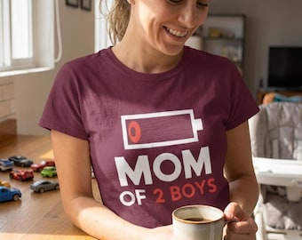 Maglietta per mamma di 2 ragazzi con batteria scarica / Maglietta divertente per mamma