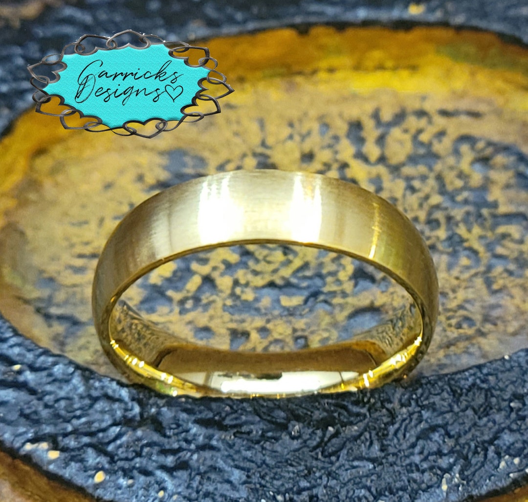 Personalized Mens Gold Wedding Ring Engraved Gold Wedding Etsy