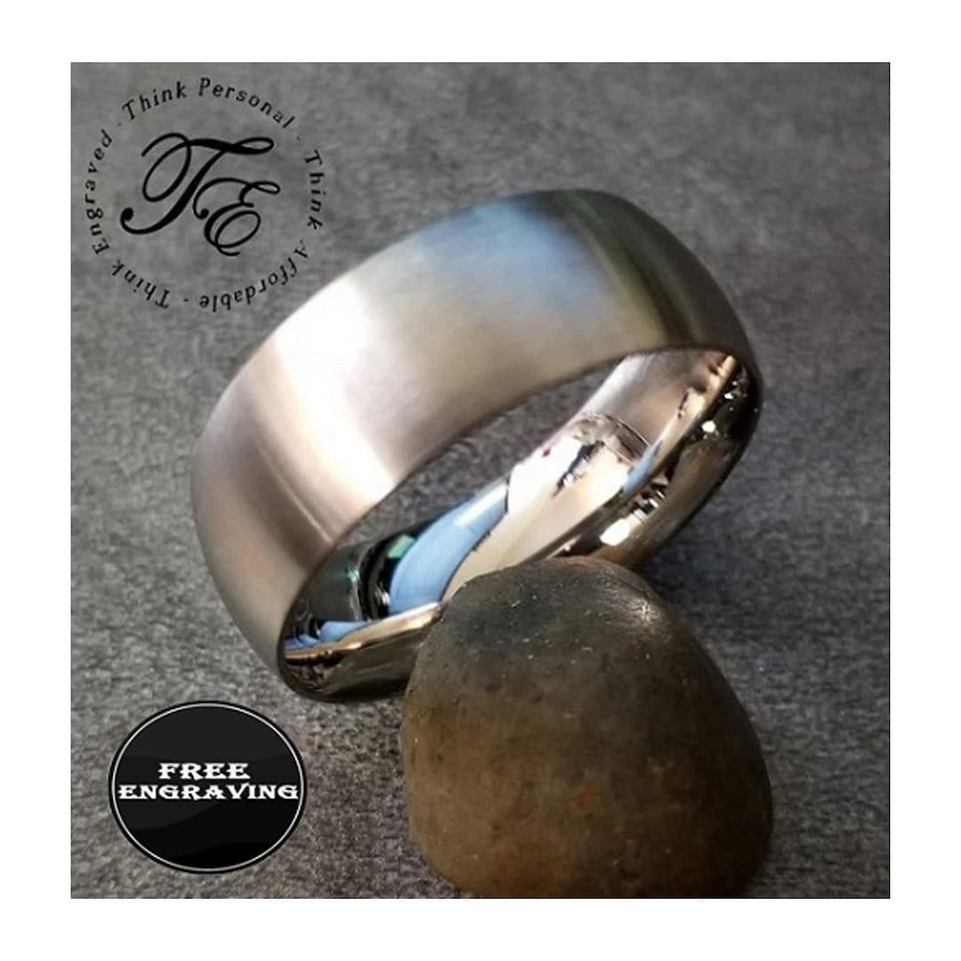 Men's Custom Engraved Brushed Silver Ring - Personalized Handwriting ...