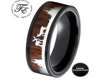Custom Engraved Men's Promise Ring: Hunting Scene With Deer