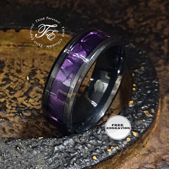 thumbnail interactive-video image 1 of Men's 8mm Brushed 316L Stainless Steel Wedding Band - 4 Color Options, Sizes 7-12 1 of 5