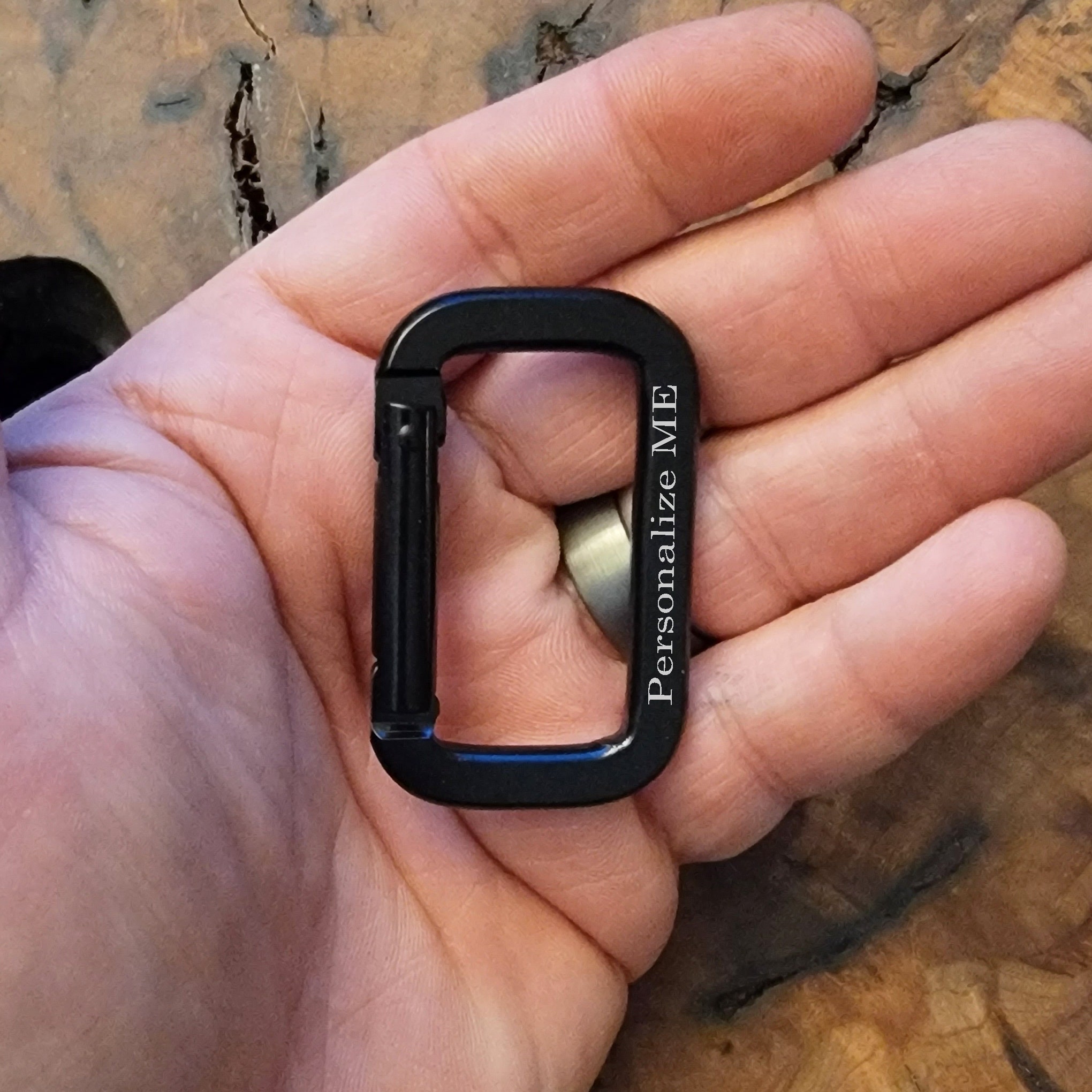 Engraved Black Carabiner Keychain Ring D Shaped - Hiking and Camping ...