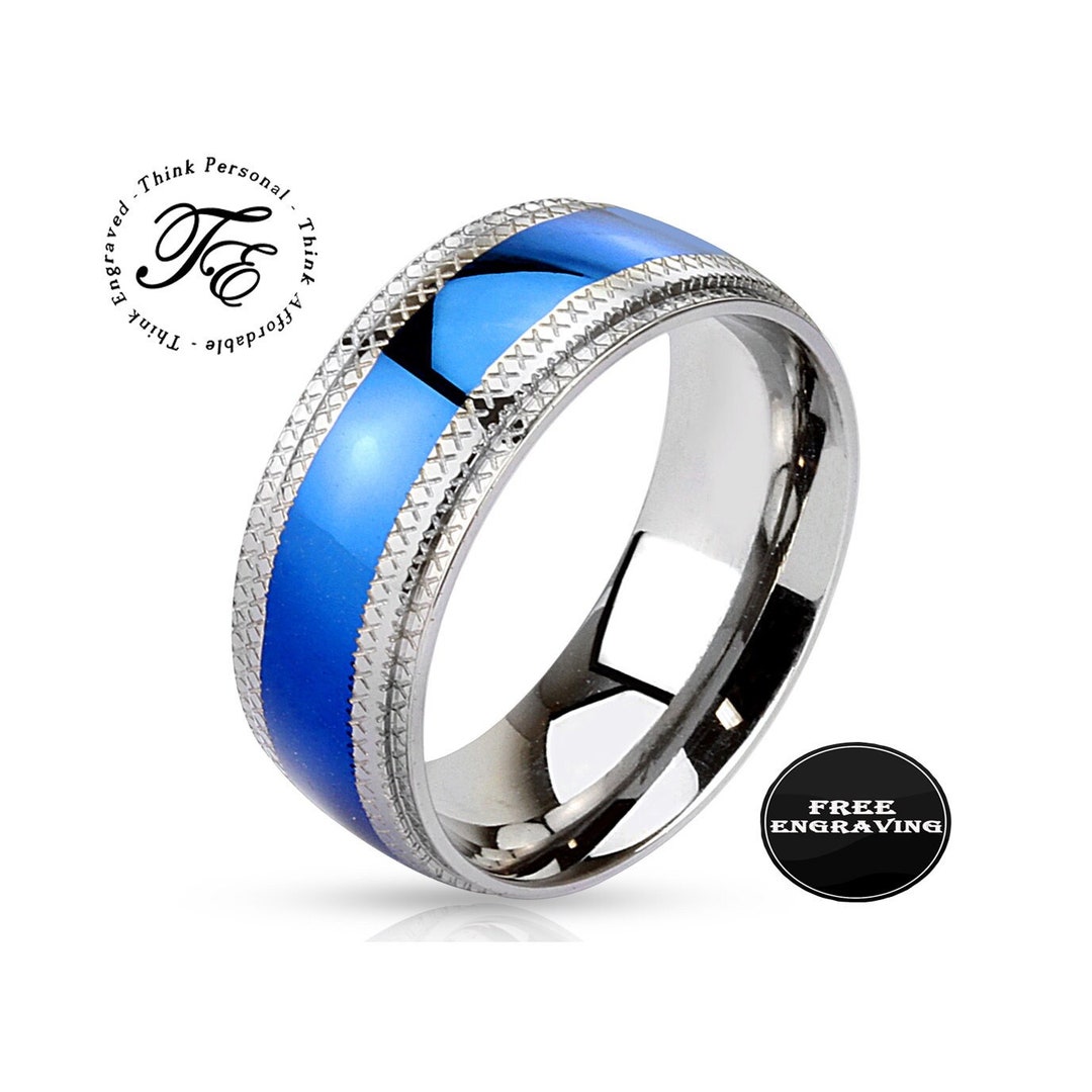 Engraved Men's Twotone Promise Ring Engraved Etsy