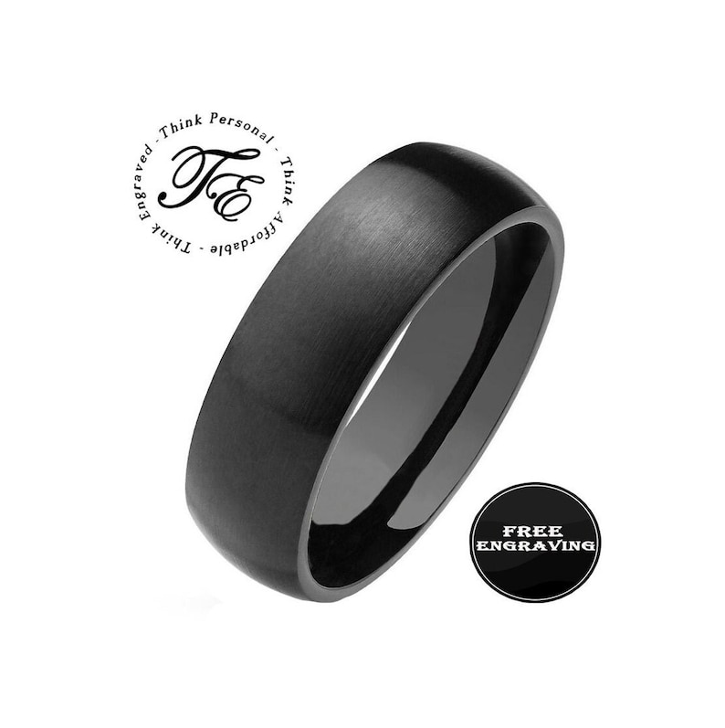 Personalized Engraved Men's Matte Black Promise Ring Etsy