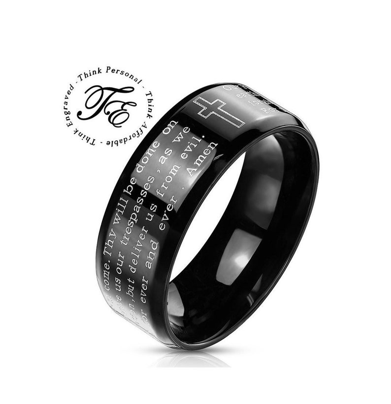 Men's Christian Cross and Lord's Prayer Ring Christian Etsy