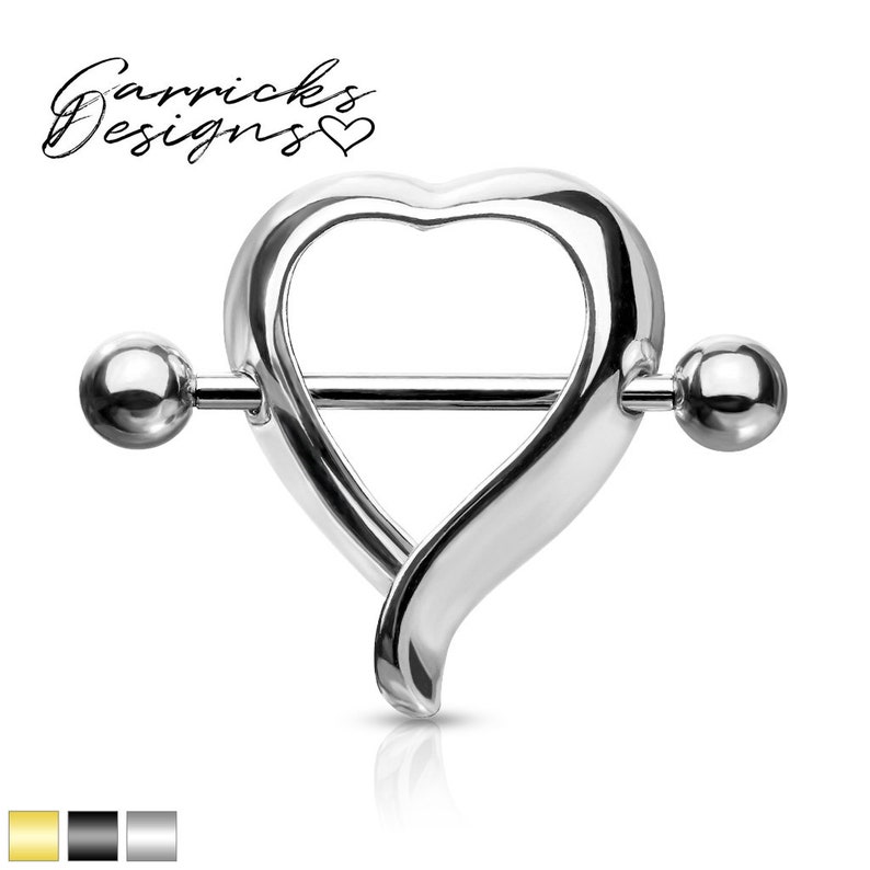 Heart Shaped Nipple Ring Gold Black or Silver 316L Surgical Etsy