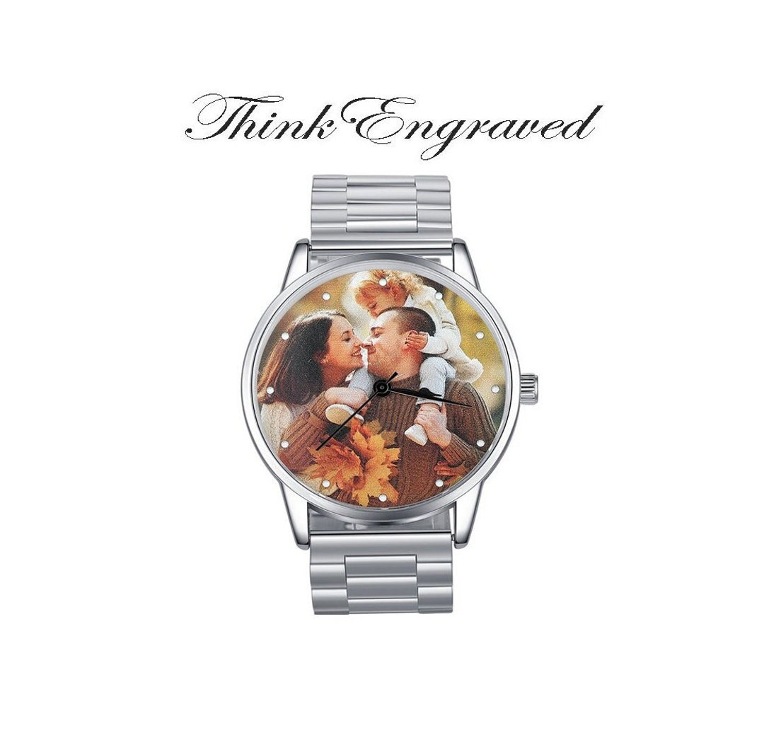 Personalized Silver Photo Watch With Custom Engraved Message - Etsy